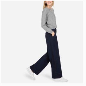 Everlane Slouchy Wide Leg High Rise Wool Navy Pant Trouser 4